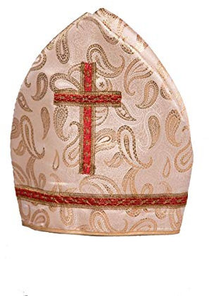 Festartikel Müller Kostüm Zubehör Bischofsmütze Mitra creme gold Karneval Fasching