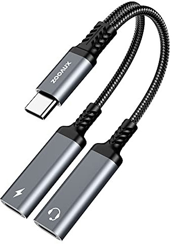 ZOOAUX Adaptateur Double USB C Jack Casque et Chargeur, 2 en 1 Compatible avec Samsung Galaxy S24/S23/S22/S21/Ultra Note20, Huawei P40/Mate 40, Pixel 4/3/XL