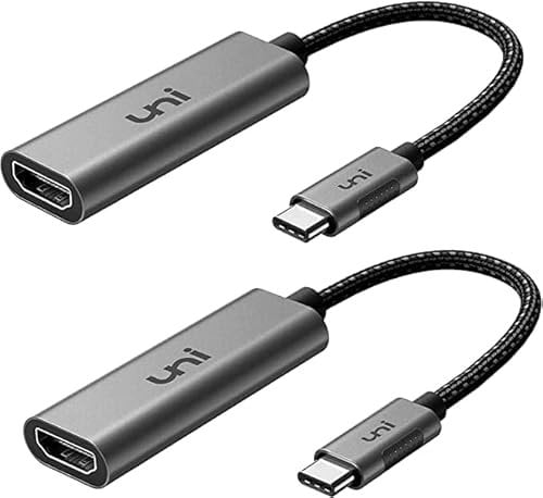 uni Lot de 2 adaptateurs USB C vers HDMI 4K@60Hz, Thunderbolt 4 Compatible avec MacBook Pro, iPad Pro, Surface, XPS 13/15, Galaxy S20