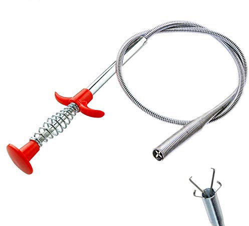 Drain Snake, Drain Clog Remover - Gutter Cleaning Tools Drain Cleaner for Toilet Sewer Shower Kitchen Bathroom Tub Clogged Drains Opener Cleaning Tool, Flexible Grabber Claw Pick Up Reacher (24 inch)