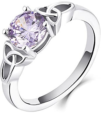 YL Keltischer Ring 925 Sterling Silber Juni Geburtsstein Alexandrit Zirkonia Solitaire Ring Verlobungs-Ehering für Brautfrauen Women(Größe 54)