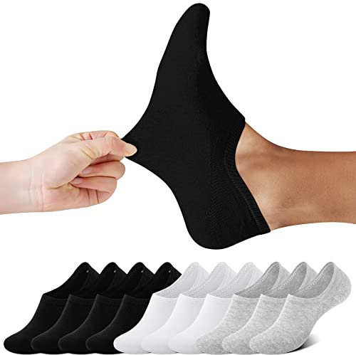 FALARY FüSslinge Herren 43-46 Damen Sneaker Socken FüßLinge & Sneakersocken für Herren Und Damen Unsichtbare Socken No Show Socks Sportsocken für Damen 10 Paar Schwarz Weiß Grau,43-46