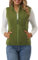fuinloth Gilet in pile da donna,Termico Senza Maniche Elegante Collare Eretto con Zip e Tasca Verde Militare XXL