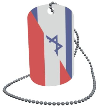 U24 Dog Tag Erkennungsmarke ID Tag an Kette Flagge Israel-Österreich Alu 30 x 50 mm