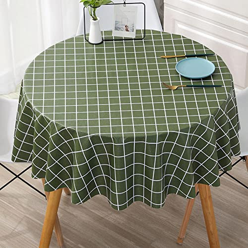 Qkoimpnrd Moderne Landhaus Tisch Decke Anti Heißes PVC Schönem Tischwäsche Grün 160cm Runder Durchmesser