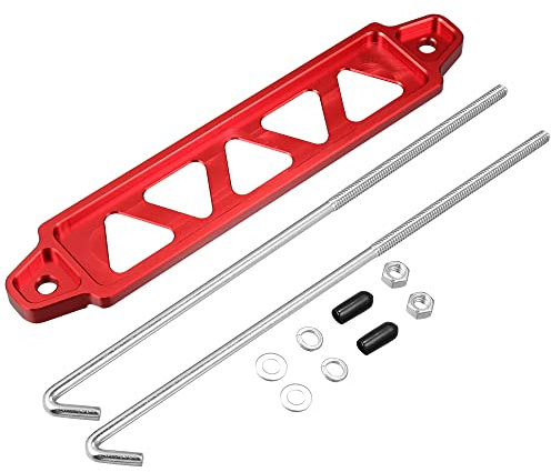 X AUTOHAUX 220mm Universal Car Battery Hold Down Set Red 5 Holes 10 Inch Bolt
