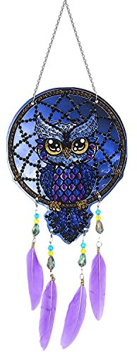 Diamond Painting 5D Set Windspiele Diamant Malerei Eule Diamant Painting Bilder Traumfänger Sonnenfänger für Kinder Erwachsene Diamant Kunst Kits für Wand und Eingang Dekoration Garten