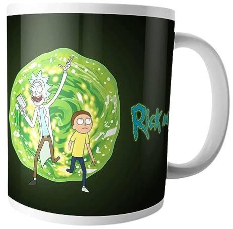 Caribou Living Rick and Morty Portal Vortex Tazza in porcellana resistente, 325 ml, per bevande calde, tè, caffè, cioccolata calda