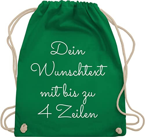 Turnbeutel Rucksack - Aufdruck selbst gestalten - Wunschtext I Geschenk personalisiert - Unisize - Grün - stoffbeutel kindergarten beutel wechselkleidung personalisierte bedrucken sportbeutel