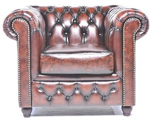 Chesterfield Sessel Brighton - The Brand | 1 Sitzer | 100% Leder, handgefertigt, Original Breite 100 cm (Antik Braun)