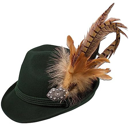 Alpenflüstern Damen Trachtenhut Lissy - Trachten Filzhut, Hut zur Tracht und Dirndl, Größe M (grün) ADV136