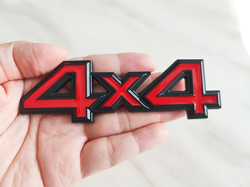 3D Decal Emblem Logo Sticker 1X4X4 Emblem Metal Sticker Suitable for Car Truck Pickup (Black Red)