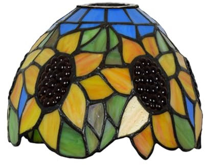 BOTOWI 8-Zoll-Sonnenblumen-Buntglas-Lampenschirm, nur Ersatz, Lampenschirm im Tiffany-Stil Vintage handgefertigte Lampenschirme Zubehör Passend für Pendelleuchten und Wandlampen