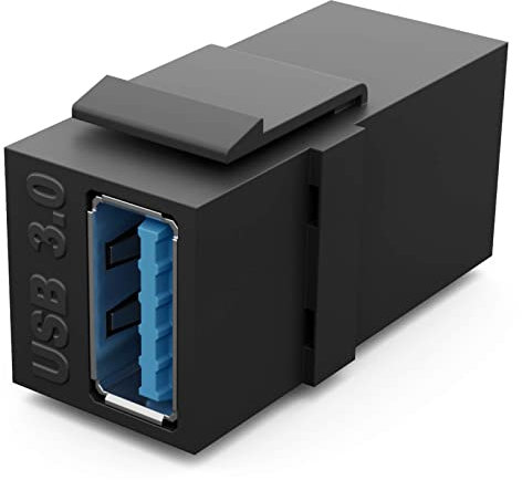HB-DIGITAL Keystone Modul mit USB-3.0 Buchse | Multimedia-Keystone für Patchpanel Netzwerkdose Keystone-Halterung Verbinder Adapter Kupplung Plug-&-Play schwarz