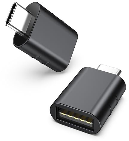 Syntech Adaptateur USB C vers USB Pack de 2 Adaptateur USB-C mâle vers USB3 Femelle Compatible avec iPhone 16 Pro Max MacBook Pro Air iMac iPad Mini 6/Pro et Autres appareils Thunderbolt 4 Espace Noir