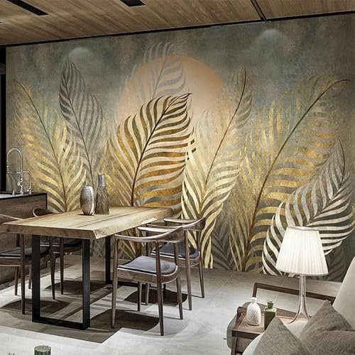 MERVOS 3D-Tapete Tapete Wandzeichnung Blattgold handgemalte Kunst Wohnzimmer Schlafzimmer TV Hintergrund Wandaufkleber