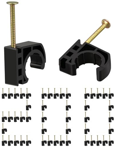 PXZBLG 200 Pack 1/2'' Half Clamps J-Hook with Nails Set, Pipe-Clamps for PEX, Copper, CPVC Tubing Connections