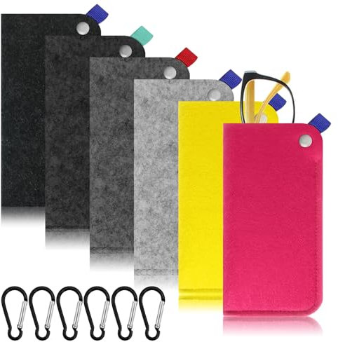 Suuwwn Filz Brillenetui - 6 Pcs Weiches Brillen Case für Damen und Herren - Flach, Portable Brillentasche für Sonnenbrillen