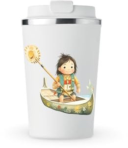 MAXIKIWI - Taza aislada de acero inoxidable de doble pared, a prueba de fugas, vaso de viaje para café o té con tapa, mantiene las bebidas calientes y frías, mes de la herencia nativa americana, 350