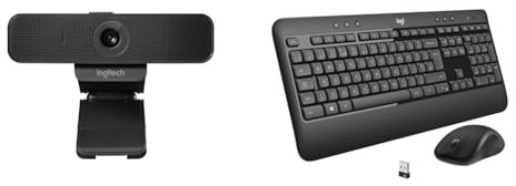 Logitech C925-E Business Webcam, HD 1080p/30fps Video Calling, Light Correction & MK540 Advanced Wireless Keyboard and Mouse Combo for Windows, 2.4 GHz Unifying USB-Receiver, Multimedia Hotkeys