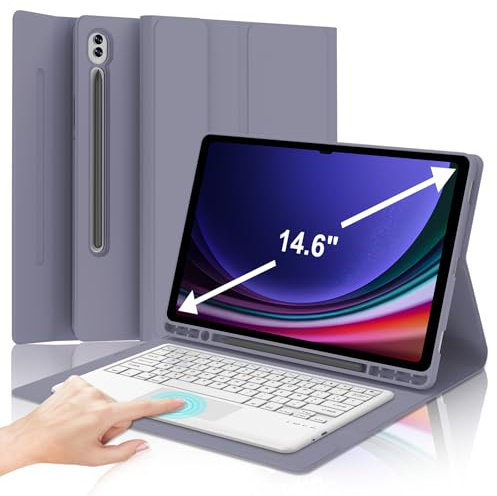 JADEMALL Coque Clavier avec Trackpad pour Samsung Galaxy Tab S9 Ultra/S10 Ultra 14.6, AZERTY Français Clavier Bluetooth avec Pavé Tactile pour Samsung Tab S9 Ultra 14.6 2023, Violet