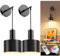 NIORSUN Battery Operated Wall Sconces, Black Battery Operated Wall Lights Indoor with 5200mAh Dimmable Detachable Bulbs and Remote, 9 Colors Sconces Wall Decor for Bedroom Living Room
