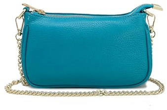 Chicca Borse Borsetta da donna in pelle, borsa a tracolla clutch pochette (Turchese)