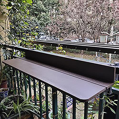 Beistelltische für den Außenbereich, Klapptisch zum Aufhängen auf dem Balkon, Klappbarer Tisch zum Aufhängen an einem Balkongeländer, Verstellbarer Terrassen- und Gartentisch,(Brown 100*27cm)
