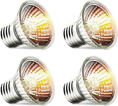 SIYOMG 4 Stück - Reptilien Terrarium Wärmelampe, Sonnenbad Reptil Lampe, 50W E27 UVA UVB Halogen Schildkröten Wärmelampe, Terrarium Lampe Wärmelampe Birne für Reptilien