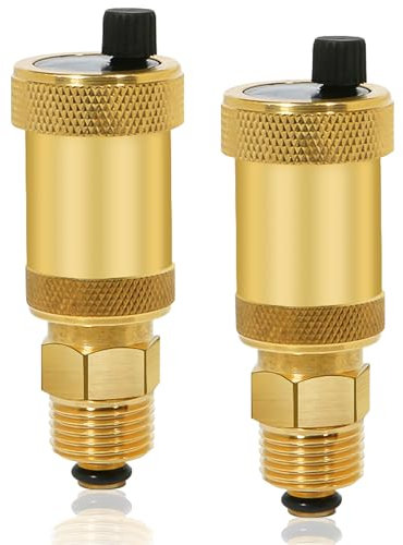 2 Stück Automatischer Schnellentlüfter, DN10 G3/8 Messing Automatische Entlüftungsventil, Selbstdichtend Messing Druckentlastung Schnellentlüfter, für Solarwarmwasserbereiter Druckentlastung