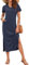 AUSELILY Summer Dress for Women Short Sleeve Maxi Beach Dress V Neck Sundress Slit Dress with Pockets Elegant Dresses Navy Blue L