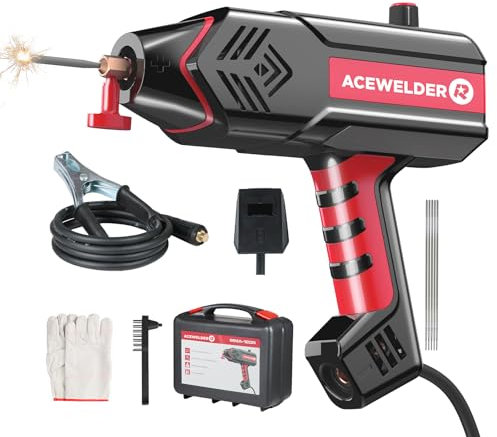 ACEWELDER Soldador de mano de 110 V, soldador portátil de 120 A, soldador de mano, inversor IGBT visualización digital con juego de herramientas de soldadura y caja de herramientas