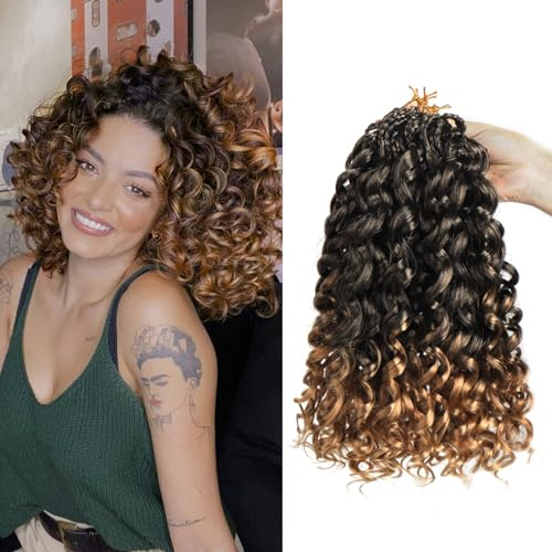 Datanala GoGo Curl Crochet Hair 12 Inch Water Wave Crochet Hair 8 Packs Long Beach Curl Crochet Braiding Hair Synthetic Extensions For Women (T27, 12 Inch(8packs))