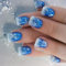 Kurze quadratische künstliche Fingernägel, Schneeflocke, blau, volle Abdeckung, zum Aufkleben, Weihnachten, zum Aufdrücken der Nägel für Frauen