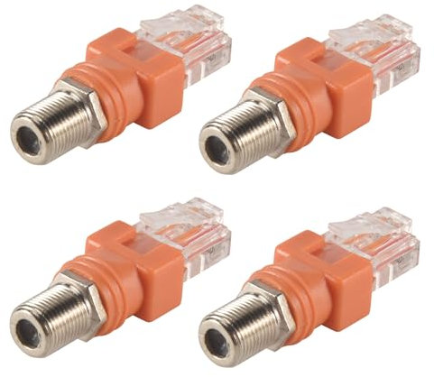 Qusedwey Koaxial zu Ethernet Adapter, 4 Packungen Koax F Buchse zu RJ45 Stecker Konverter für Line Tester