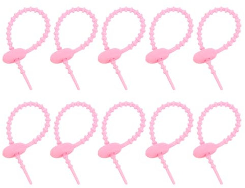 sourcing map 20Pcs 4 Silicone Cable Ties, Reusable Zip Ties Strips Twist Tie, Cable Cord Wraps Management Organizer for Home Office Kitchen Food Bag, Pink