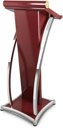 Gebogenes Metall-Rednerpult-Podium für Kirchenschulbüro Edelstahl-Stand-Up-Rezeptionstresen