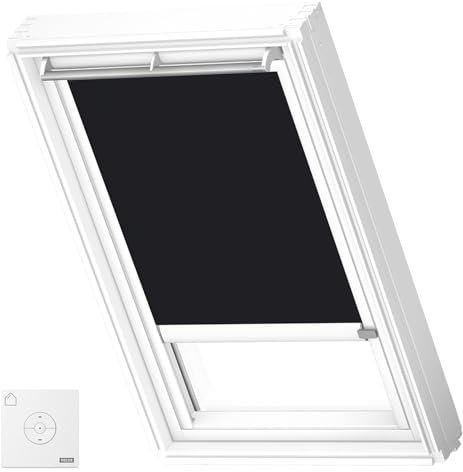 VELUX Original Store Occultant à Énergie Solaire, MK06, Noir, Cadre Blanc