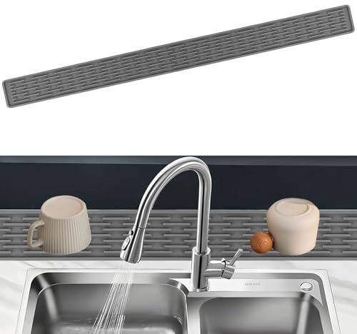 FENGCHUANG Ultra-Thin Silicone Drainage Mat, 70*5cm Narrow Extended Silicone Drying Mat Kitchen Sink Tray Shelf Mat Bar Anti-Slip Drainage Mat for Living Room, Kitchen, Bathroom (Light Grey)