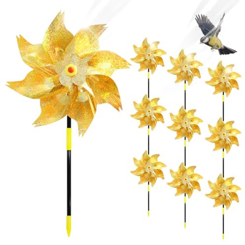 Molino de Viento Reflectante, 10 Piezas Molinillos de Viento para Pajaros, Repelentes de Molino de Viento, Repelente de Aves, Molinillo de Viento Jardin para Proteger Jardines Huertos Patios (C)