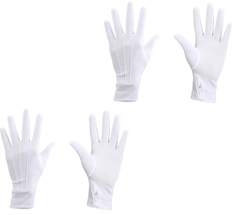 2 Paar Weiße Handschuhe,Baumwollhandschuhe Weiß,Fahnenträger Handschuhen Kinder,Stoffhandschuhe Baumwolle Herren,Handschuhes Kostüm mit Ziernähten für Zeremonielle Teamuniformen,Schmuck-Inspektion