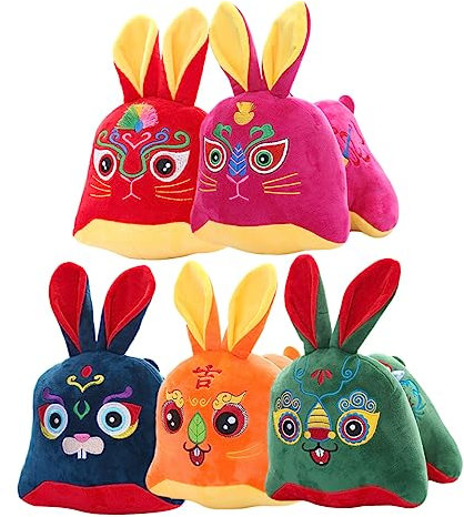 SOPOTUTU 5 Stück Plüsch Hase Anhänger Neujahrsdekoration Süßes Glücksbringer Deko für Zuhause für Chinesische Neujahr Bringt Festliche
