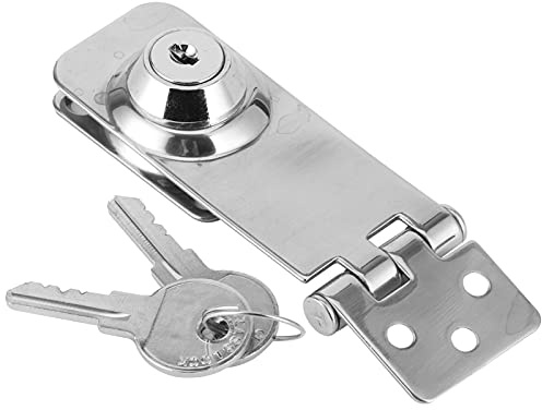 Tbest Keyed Hasp Locks Stainless Steel Heavy Duty Locking Latch for Boat Yacht Marine Use 304 Silver 29mm X 98mm