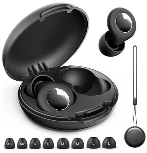 Mokeum Ear Plugs for Sleeping Noise Cancelling-45dB, Flexible Reusable Silicone Earplugs with 8 Eartips and Carrying Case for Focus, Travel, Concert, Work, Hearing Protection Ear Plugs (Black)