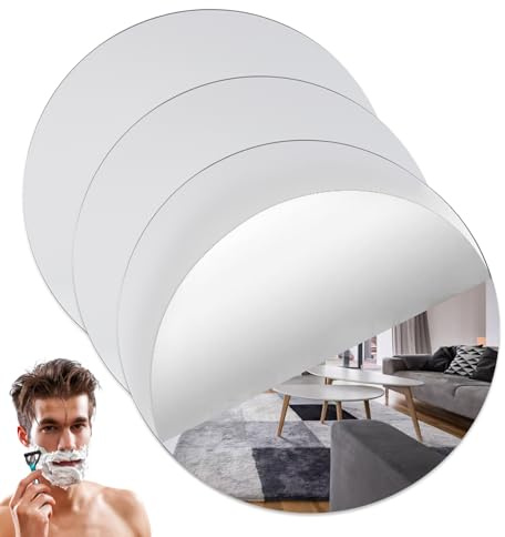 VOSSOT 3 Stück Runder Klebespiegel Selbstklebend, 20 cm Acryl Duschspiegel, Spiegelfliesen Selbstklebende für Badezimmer, Wohnzimmer, Glasspiegel zum Aufkleben, Schlafzimmer Wandspiegel Rund Klein