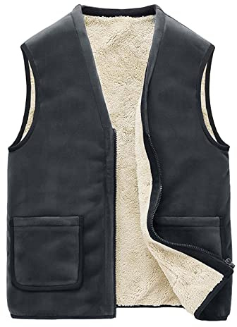 Generisch Winterjacke Herren Herren Lamm Weste Mantel (Grey, XL)