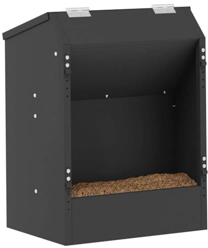 vidaXL Kaninchenfütterer Schwarz 33,5 x 25,5 x 45,5 cm, Garten und Terrasse, modernes Design, langlebige Materialien, für draußen, beiges Element im modernen Stil