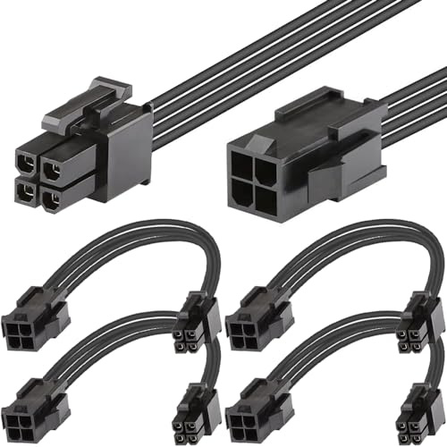 HAAMNING7 ATX 4 Pin CPU Power Cable, 4Pin CPU Male to Female Extension Cable for Desktop Computer Power Supply (2 Pack, 20cm/8inch)