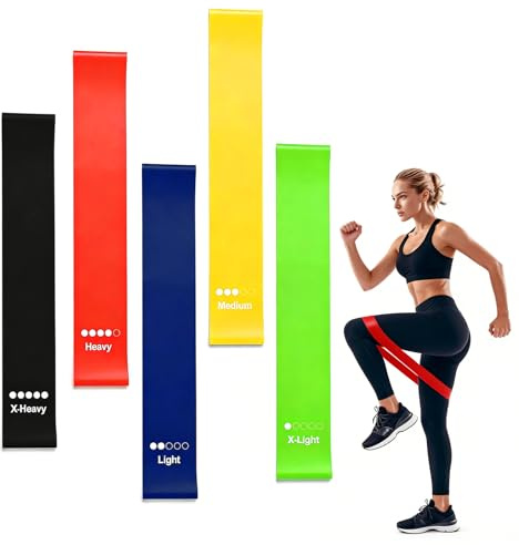 CQXSYTBN Fitnessbänder 5er Set – Widerstandsbänder aus Naturlatex für Muskelaufbau, Yoga & Pilates, 5 Stufen Resistance Bands für Zuhause & Gym, Gymnastikbänder inkl. Beutel, Geschenk zu Ostern