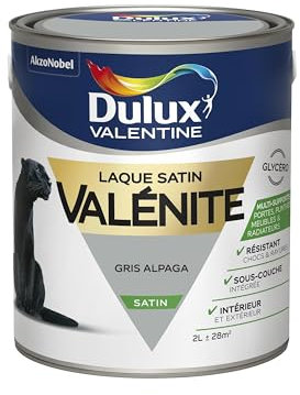 Dulux Valentine Peinture Laque Valénite Glycéro multisupport intérieur-extérieur – Grande résistance pour boiseries et ferronneries - aspect Satin Gris Alpaga 2L 5211465